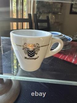 Malongo Espresso Set 6 Cups Saucers + Spoons NEW French Demitasse Griffin Crest