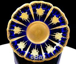 Martial Redon 2873 Limoges Cobalt Blue Petal 1 1/2 Demitasse Cup & Saucer 1891