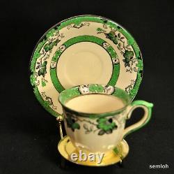 Mason's Ashworth Set of 4 Cup & Saucers Patent Ironstone Green Silver 1891-1923