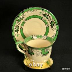 Mason's Ashworth Set of 4 Cup & Saucers Patent Ironstone Green Silver 1891-1923