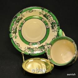 Mason's Ashworth Set of 4 Cup & Saucers Patent Ironstone Green Silver 1891-1923