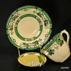 Mason's Ashworth Set of 4 Cup & Saucers Patent Ironstone Green Silver 1891-1923