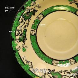 Mason's Ashworth Set of 4 Cup & Saucers Patent Ironstone Green Silver 1891-1923