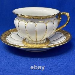 Meissen 24K Gold Baroque on White Demitasse and Saucer Set