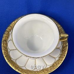 Meissen 24K Gold Baroque on White Demitasse and Saucer Set