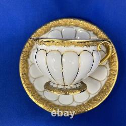 Meissen 24K Gold Baroque on White Demitasse and Saucer Set