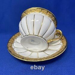 Meissen 24K Gold Baroque on White Demitasse and Saucer Set