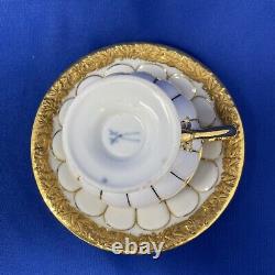 Meissen 24K Gold Baroque on White Demitasse and Saucer Set