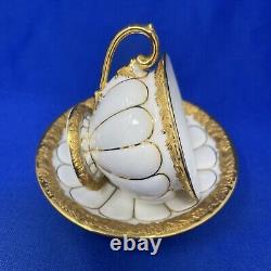 Meissen 24K Gold Baroque on White Demitasse and Saucer Set