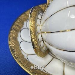 Meissen 24K Gold Baroque on White Demitasse and Saucer Set