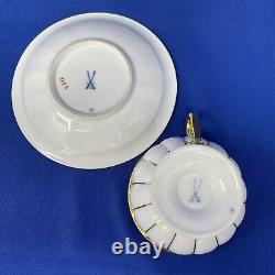 Meissen 24K Gold Baroque on White Demitasse and Saucer Set