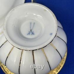 Meissen 24K Gold Baroque on White Demitasse and Saucer Set