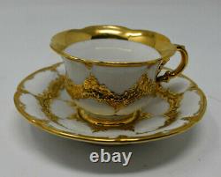 Meissen Baroque Raised Gold Demitasse Espresso Cup and Saucer Mint pre 1924