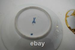 Meissen Baroque Raised Gold Demitasse Espresso Cup and Saucer Mint pre 1924