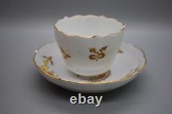 Meissen Court Dragon Yellow Flat Cup & Saucer Demitasse Phoenix