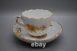 Meissen Court Dragon Yellow Flat Cup & Saucer Demitasse Phoenix