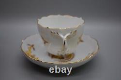 Meissen Court Dragon Yellow Flat Cup & Saucer Demitasse Phoenix