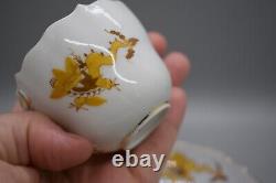 Meissen Court Dragon Yellow Flat Cup & Saucer Demitasse Phoenix