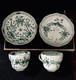Meissen Demitasse 2 Cups & Saucers Green & White Indian Flower Pattern Vintage
