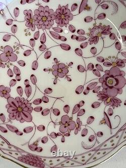 Meissen Demitasse Cup & Saucer Pink Indian Flowers Porcelain Gold Trim Antique