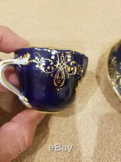 Meissen Demitasse demi cup and saucer floral cobalt 19th century