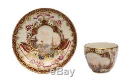 Meissen Germany Hand Painted Porcelain Demitasse Cup & Saucer, 19th Century