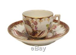 Meissen Germany Hand Painted Porcelain Demitasse Cup & Saucer, 19th Century
