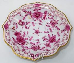 Meissen, Germany INDIAN Pink Flower Scalloped Oval Demitasse Cup & Saucer Set