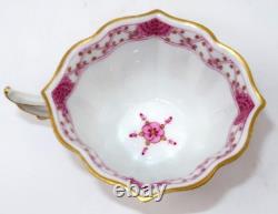 Meissen, Germany INDIAN Pink Flower Scalloped Oval Demitasse Cup & Saucer Set