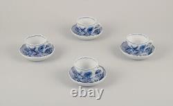 Meissen, Germany. Set of four Blue Onion pattern demitasse cups with saucers