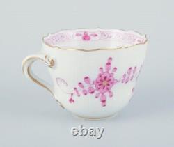 Meissen, Germany. Set of four Pink Indian demitasse cups with saucers