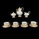 Meissen Golden Baroque Demitasse Tea Pot Sugar & Creamer 4 Cups 4 Saucers X-form