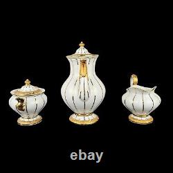 Meissen Golden Baroque Demitasse Tea Pot Sugar & Creamer 4 Cups 4 Saucers X-form