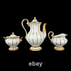 Meissen Golden Baroque Demitasse Tea Pot Sugar & Creamer 4 Cups 4 Saucers X-form