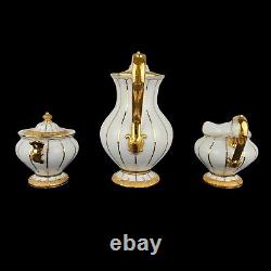 Meissen Golden Baroque Demitasse Tea Pot Sugar & Creamer 4 Cups 4 Saucers X-form