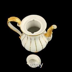 Meissen Golden Baroque Demitasse Tea Pot Sugar & Creamer 4 Cups 4 Saucers X-form