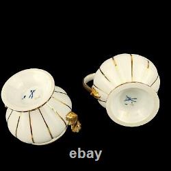 Meissen Golden Baroque Demitasse Tea Pot Sugar & Creamer 4 Cups 4 Saucers X-form