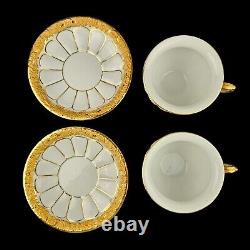 Meissen Golden Baroque Demitasse Tea Pot Sugar & Creamer 4 Cups 4 Saucers X-form