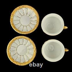 Meissen Golden Baroque Demitasse Tea Pot Sugar & Creamer 4 Cups 4 Saucers X-form