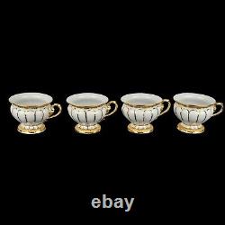 Meissen Golden Baroque Demitasse Tea Pot Sugar & Creamer 4 Cups 4 Saucers X-form