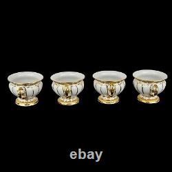 Meissen Golden Baroque Demitasse Tea Pot Sugar & Creamer 4 Cups 4 Saucers X-form