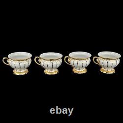 Meissen Golden Baroque Demitasse Tea Pot Sugar & Creamer 4 Cups 4 Saucers X-form