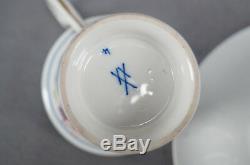 Meissen Hand Painted Colorful Rich Blue Onion & Gold Demitasse Cup & Saucer 1976