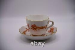 Meissen Hand Painted Demitasse Dragon 6 Tea Cup & Saucer Set with Original Case