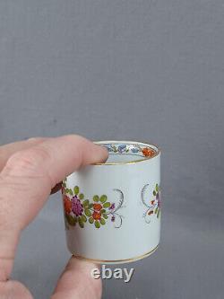 Meissen Hand Painted Multicolor Indian Flower & Gold Demitasse Cup & Saucer