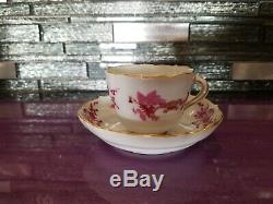 Meissen Pink Dragon Demitasse Cup and Saucer, First Quality