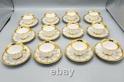 Meissen Porcelain Athena Gold Antique Demitasse Cup and Saucer Set of 12