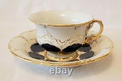 Meissen Porcelain Cobalt Blue & Gold Encrusted Demitasse Cup & Saucer Set #3