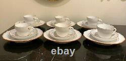 Meissen Porcelain Set of 6 Red Trim Demitasse Cups Saucers Dessert/Bread Plates