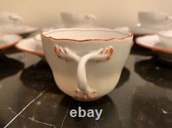 Meissen Porcelain Set of 6 Red Trim Demitasse Cups Saucers Dessert/Bread Plates